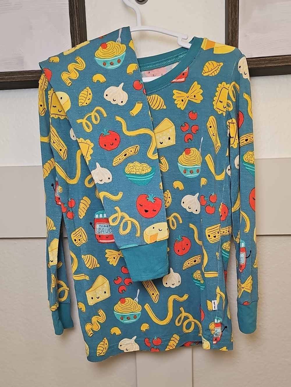 Little Sleepies Pasta Party Teal Bamboo Pajama Set 3T